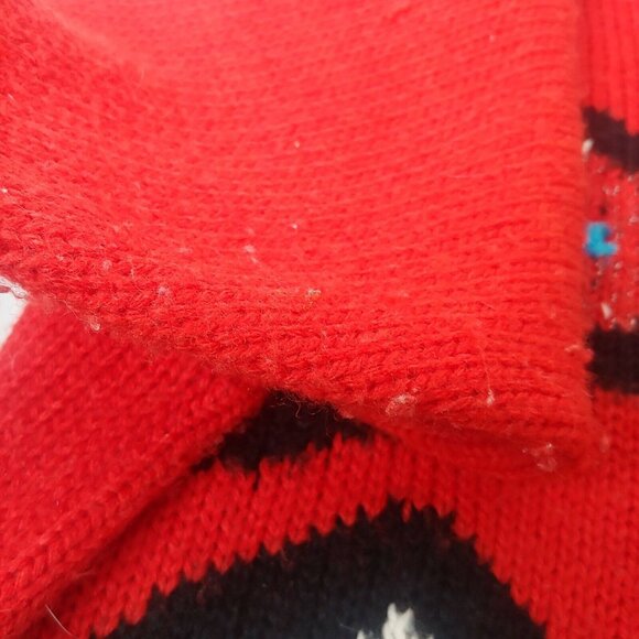 Vintage 80s JR Bentley Womens L Sweater Pullover Acrylic Red Retro Abstract Art - Picture 5 of 8